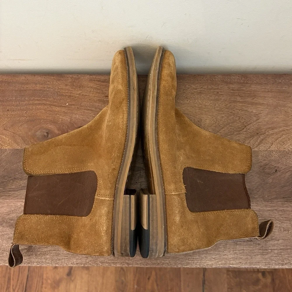 Crevo Chelsea Boots Suede Leather Chestnut Brown Slip‑On Ankle‎ Boot Mens 10M